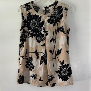 J. Crew Black and Cream Floral Top